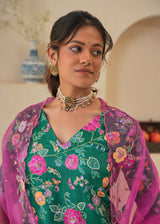 Seri Kurta Lehenga Set - Emerald Green