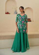 Seri Kurta Lehenga Set - Emerald Green