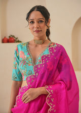 Nargis Saree Fiza Blouse - Fuchsia Pink