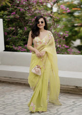SAHIBA BRAR IN OUR TIFNI SAREE ALICE BLOUSE SET - PEAR GREEN