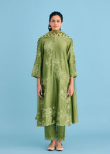NELLI KURTA SET - OLIVE GREEN