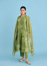 NELLI KURTA SET - OLIVE GREEN