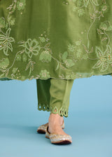 NELLI KURTA SET - OLIVE GREEN