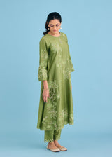 NELLI KURTA SET - OLIVE GREEN