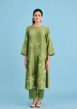NELLI KURTA SET - OLIVE GREEN