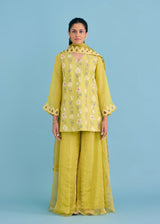 SERENA SHARARA SET - OLIVE YELLOW