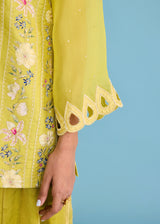 SERENA SHARARA SET - OLIVE YELLOW