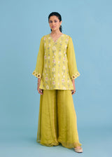 SERENA SHARARA SET - OLIVE YELLOW