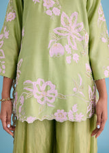 Manat lamba in our NELLI SHARARA SET - PISTA GREEN