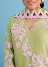 Manat lamba in our NELLI SHARARA SET - PISTA GREEN