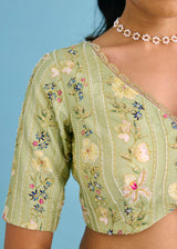 KEREN SAREE SERENA BLOUSE SET - PISTA GREEN
