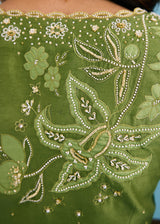 NELLI SAREE BLOUSE SET - OLIVE GREEN