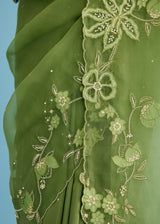 NELLI SAREE BLOUSE SET - OLIVE GREEN