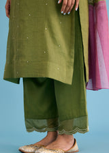 SAHAR KURTA SET - OLIVE GREEN