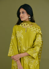 NELLI KURTA SET - OLIVE YELLOW
