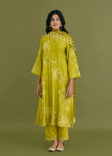 NELLI KURTA SET - OLIVE YELLOW