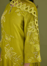 NELLI KURTA SET - OLIVE YELLOW