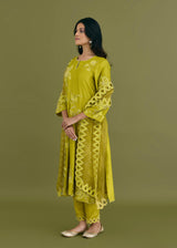 NELLI KURTA SET - OLIVE YELLOW