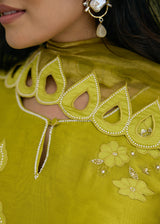 NELLI KURTA SET - OLIVE YELLOW