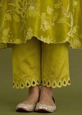 NELLI KURTA SET - OLIVE YELLOW