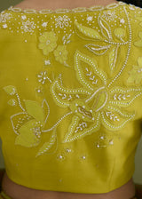 NELLI SAREE BLOUSE SET - OLIVE YELLOW