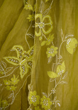 NELLI SAREE BLOUSE SET - OLIVE YELLOW