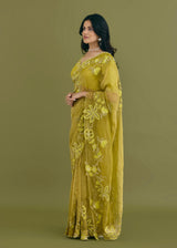 NELLI SAREE BLOUSE SET - OLIVE YELLOW
