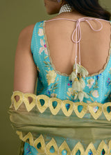 SERENA SHARARA SET - TURQUOISE