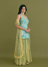 SERENA SHARARA SET - TURQUOISE