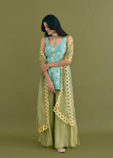 SERENA SHARARA SET - TURQUOISE
