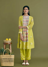NIVA KURTA SET - OLIVE YELLOW