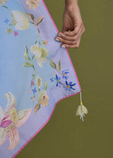 ORELLE SAREE HELIA BLOUSE SET- POWDER BLUE AND PINK