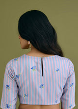 ORELLE SAREE WITH BLOUSE PIECE - POWDER BLUE AND PINK