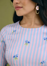 ORELLE SAREE WITH BLOUSE PIECE - POWDER BLUE AND PINK