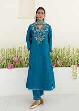 KAYA KURTA SET -PEACOCK BLUE