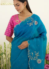 IDIKA SAREE NAIN BLOUSE-PEACOCK BLUE