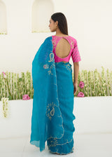 IDIKA SAREE NAIN BLOUSE-PEACOCK BLUE
