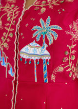 SORIN PEPLUM KURTA SET-VERMILION RED- WITH NEDA DUPATTA