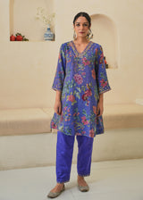 Fiza Short Tissue Kurta Set - Purple