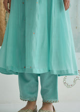Feeha Anarkali Set - Aqua Blue