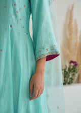 Feeha Anarkali Set - Aqua Blue