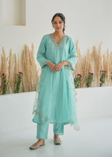 Feeha Anarkali Set - Aqua Blue