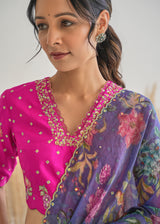 Fiza Tissue Saree - Purple
