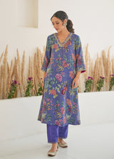 Fiza Tissue Kurta Set - Purple