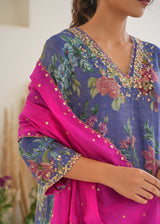 Fiza Tissue Kurta Set - Purple