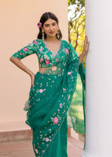 Avril Saree Blouse Set - Emerald Green
