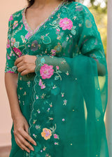 Avril Saree Blouse Set - Emerald Green