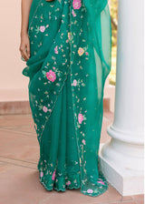 Avril Saree Blouse Set - Emerald Green