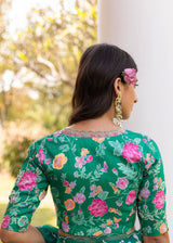 Avril Saree Blouse Set - Emerald Green