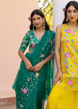 Avril Saree Blouse Set - Emerald Green